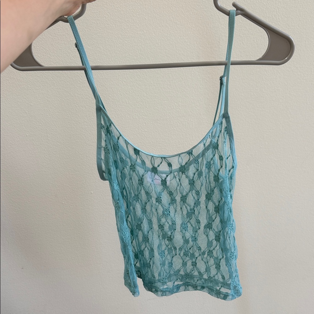 Urban Outfitters Teal Lace Tank Top